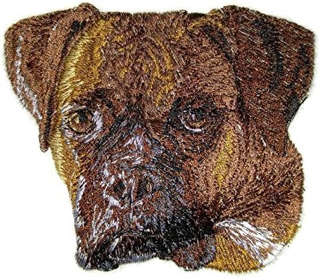 פרצופי כלבים מדהימים [פנים כלב בוקסר] ברזל רקמה על תיקון/תפירה [3.69 x 4] [תוצרת ארהב]